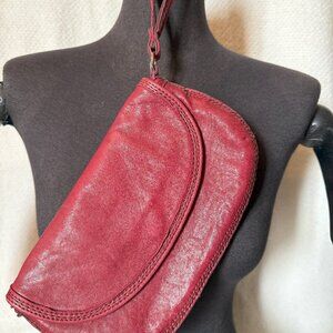 Lucky burgundy wristlet clutch